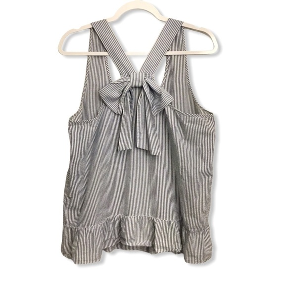 Charming Charlie Bow-Back Striped Ruffle Hem TopXL - Picture 3 of 9